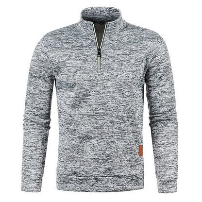 Quarter Zip Sweatshirt | Langarm | Hoher Kragen | Pullover mit halbem Reißverschluss | Quarter Zip Sweatshirts für Männer-Hellgrau-S-Chaps Herrenmode