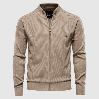 Reißverschluss-Pullover | Durchgehender Reißverschluss | Gestrickt | Strickjacke mit Reißverschluss | Herren-Strickjacke-Beige-M-Chaps Herrenmode
