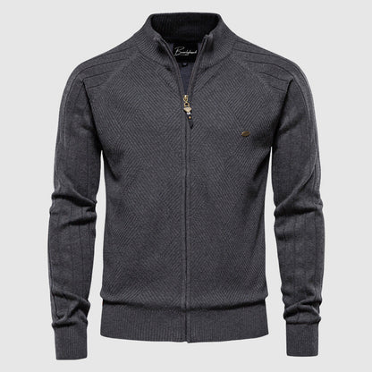 Reißverschluss-Pullover | Durchgehender Reißverschluss | Gestrickt | Strickjacke mit Reißverschluss | Herren-Strickjacke-Grau-M-Chaps Herrenmode