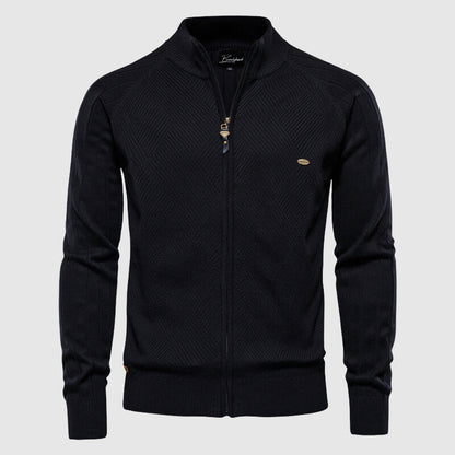 Reißverschluss-Pullover | Durchgehender Reißverschluss | Gestrickt | Strickjacke mit Reißverschluss | Herren-Strickjacke-Schwarz-M-Chaps Herrenmode