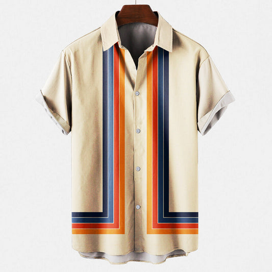 Retro-Hemd | Mit Kragen | Mit Knöpfen | Kurzarmhemd | Sommerhemd für Männer-Chaps Herrenmode