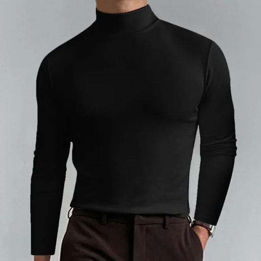 Rollkragen - Langarm-Pullover mit schmaler Passform für Männer-Schwarz-M-Chaps Herrenmode