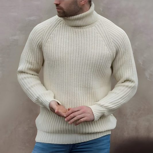 Rollkragenpullover – Rollkragen – Rippstrick – Strickpullover – Herrenstrickwaren-Beige-S-Chaps Herrenmode