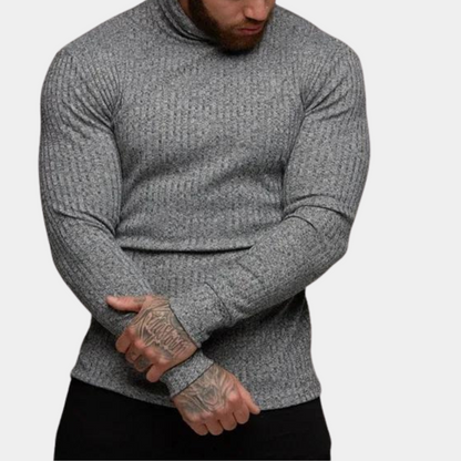 Rollkragenpullover - Slim Fit Langarm-Rollkragenpullover für Männer-Grau-S-Chaps Herrenmode