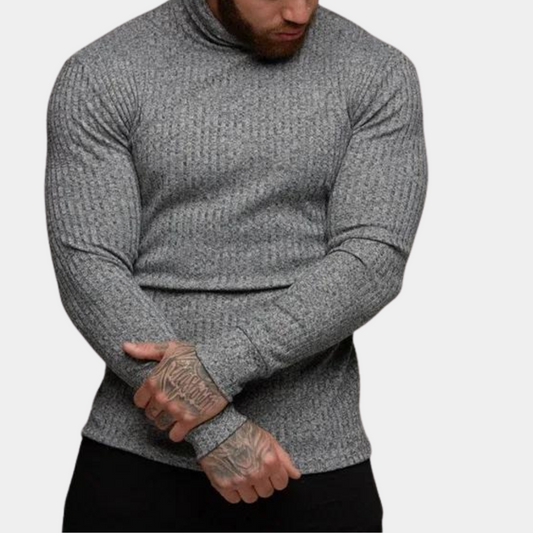 Rollkragenpullover - Slim Fit Langarm-Rollkragenpullover für Männer-Grau-S-Chaps Herrenmode