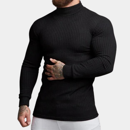 Rollkragenpullover - Slim Fit Langarm-Rollkragenpullover für Männer-Schwarz-S-Chaps Herrenmode