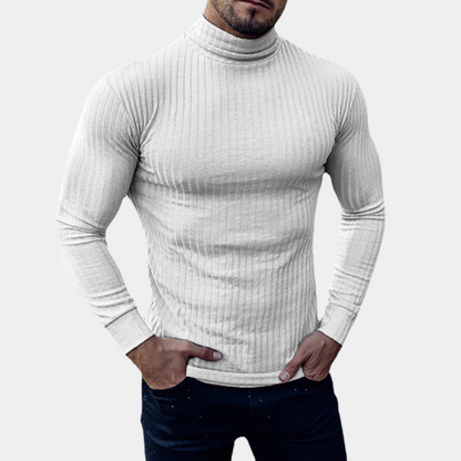 Rollkragenpullover - Slim Fit Langarm-Rollkragenpullover für Männer-Weiß-S-Chaps Herrenmode