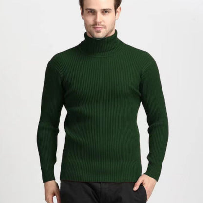 Rollkragenpullover – Slim Fit Strickpullover mit Rollkragen für Herren-Dunkelgrün-M-Chaps Herrenmode