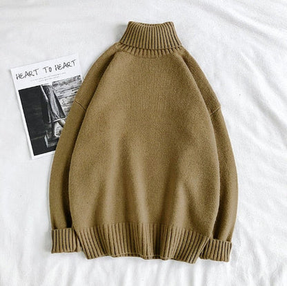Rollkragenpullover | Warm | Loose Fit | Strickpullover | Winterkleidung für Männer-Dunkelbeige-M-Chaps Herrenmode