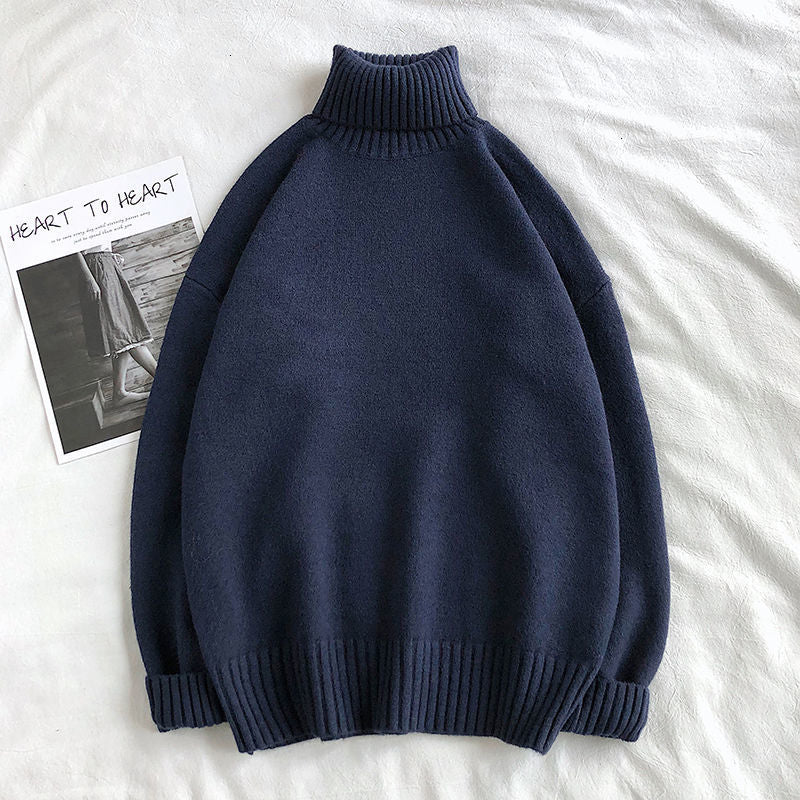 Rollkragenpullover | Warm | Loose Fit | Strickpullover | Winterkleidung für Männer-Marineblau-M-Chaps Herrenmode
