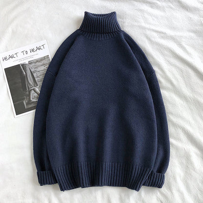 Rollkragenpullover | Warm | Loose Fit | Strickpullover | Winterkleidung für Männer-Marineblau-M-Chaps Herrenmode