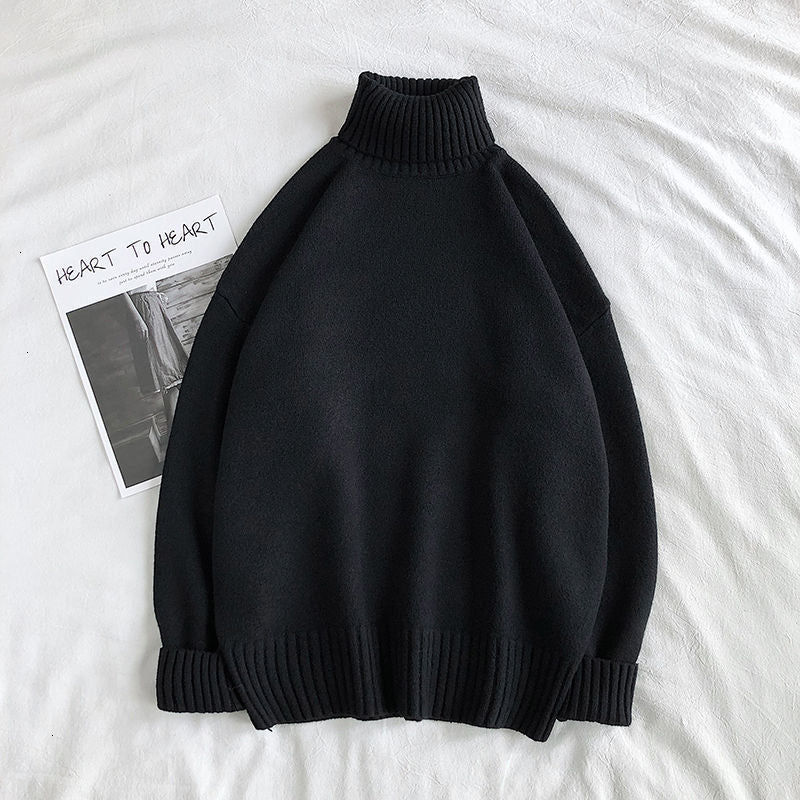 Rollkragenpullover | Warm | Loose Fit | Strickpullover | Winterkleidung für Männer-Schwarz-M-Chaps Herrenmode