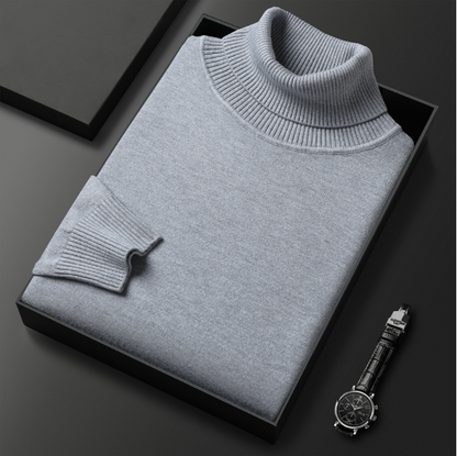 Rollkragenpullover – hochgeschlossen – modisch – Strickpullover – Herrenstrickwaren-Hellgrau-M-Chaps Herrenmode