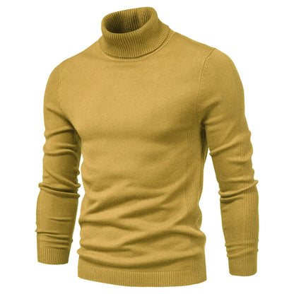 Rollkragenpullover – schmal geschnittener Herren-Strickpullover mit hohem Kragen-Gelb-S-Chaps Herrenmode