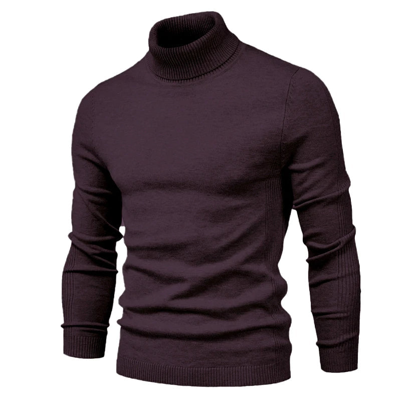 Rollkragenpullover – schmal geschnittener Herren-Strickpullover mit hohem Kragen-Schwarz Rot-S-Chaps Herrenmode