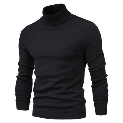Rollkragenpullover – schmal geschnittener Herren-Strickpullover mit hohem Kragen-Schwarz-S-Chaps Herrenmode