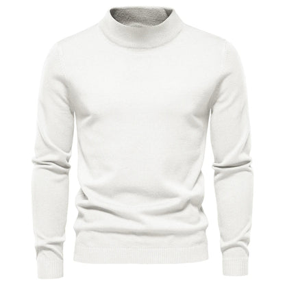 Rollkragenpullover – schmal geschnittener Herren-Strickpullover mit hohem Kragen-Weiß-S-Chaps Herrenmode