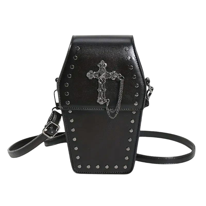 Sargtasche | Klein | Crossbody | Gothic Tasche | Halloween Tasche-Schwarz-Standard-Chaps Herrenmode