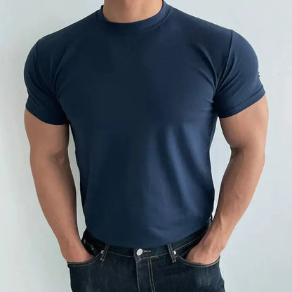 Schlichtes T-Shirt | Rundhalsausschnitt | Basic | T-Shirt mit Rundhalsausschnitt | Herren T-Shirt-Blau-M-Chaps Herrenmode