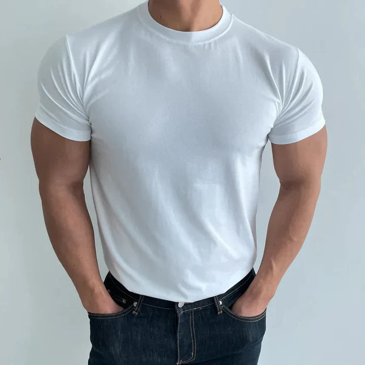Schlichtes T-Shirt | Rundhalsausschnitt | Basic | T-Shirt mit Rundhalsausschnitt | Herren T-Shirt-Weiß-M-Chaps Herrenmode