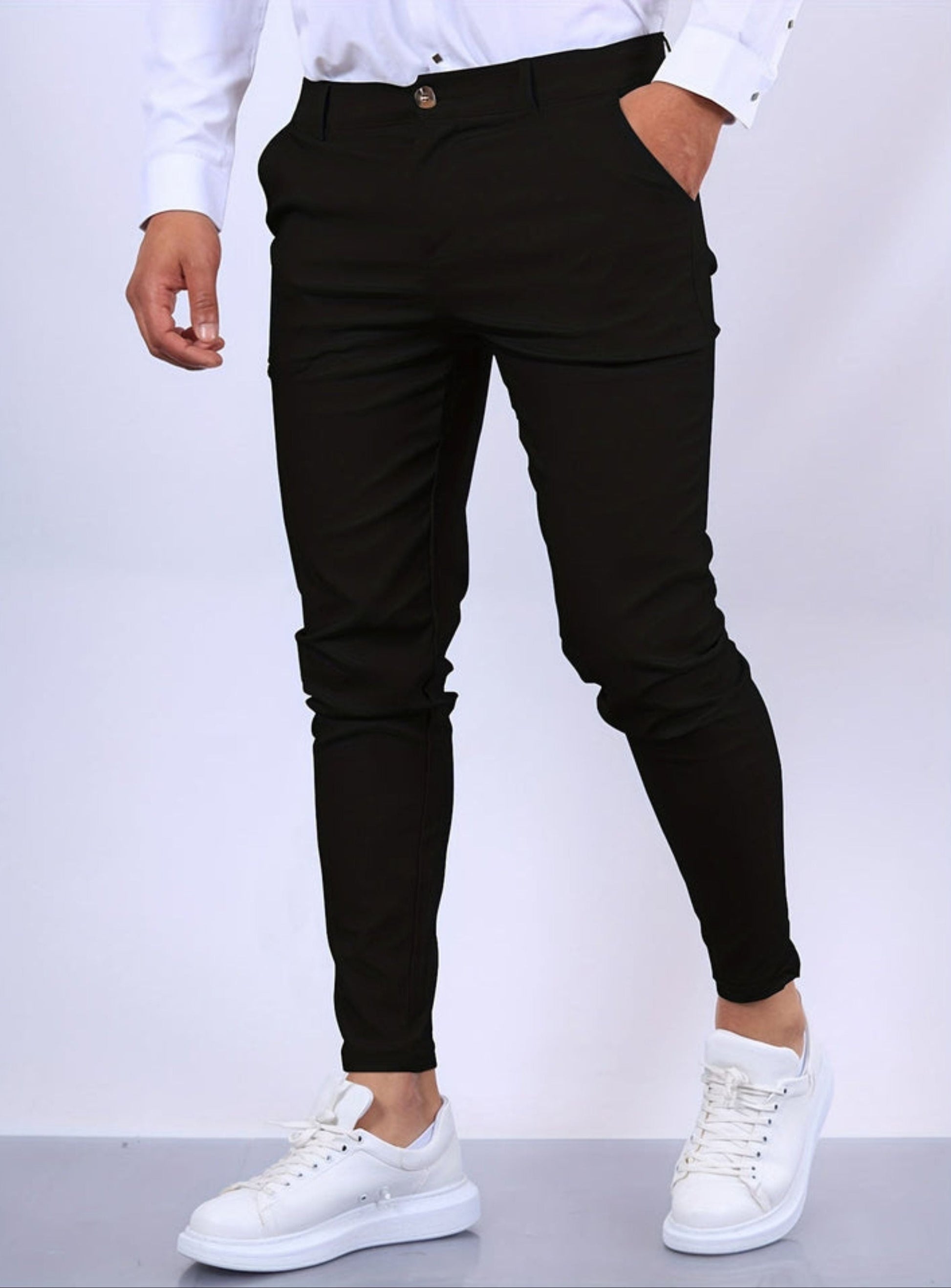 Schmale Chinos – Lässige Stretch-Chinos für Männer mit schmaler Passform-Tiefschwarz-XS-Chaps Herrenmode