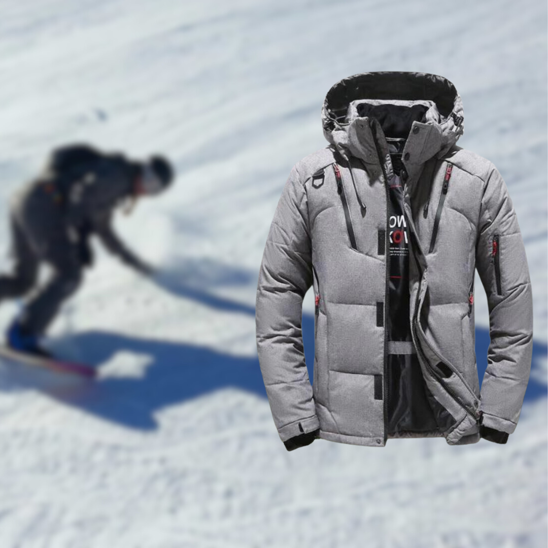Schneefeste Jacke | Warm | Mit Kapuze | Daunenjacke | Wintermäntel und -jacken für Herren-Grau-S-Chaps Herrenmode