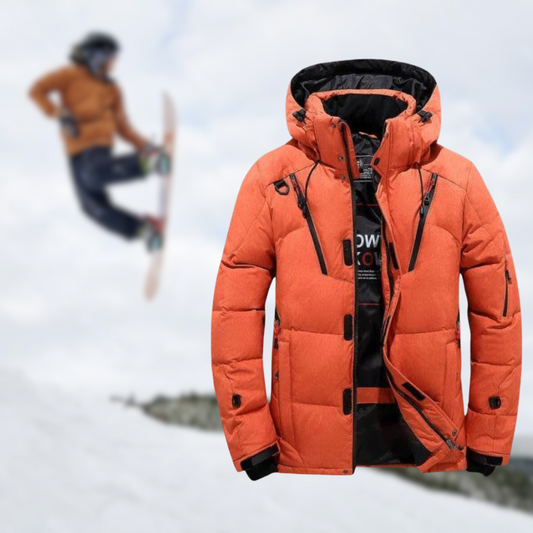 Schneefeste Jacke | Warm | Mit Kapuze | Daunenjacke | Wintermäntel und -jacken für Herren-Orange-S-Chaps Herrenmode