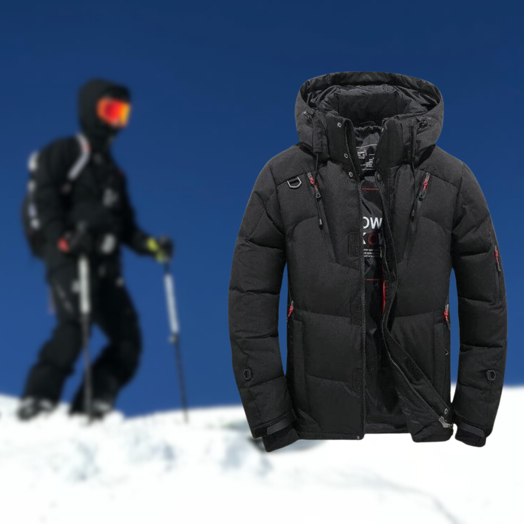 Schneefeste Jacke | Warm | Mit Kapuze | Daunenjacke | Wintermäntel und -jacken für Herren-Schwarz-S-Chaps Herrenmode