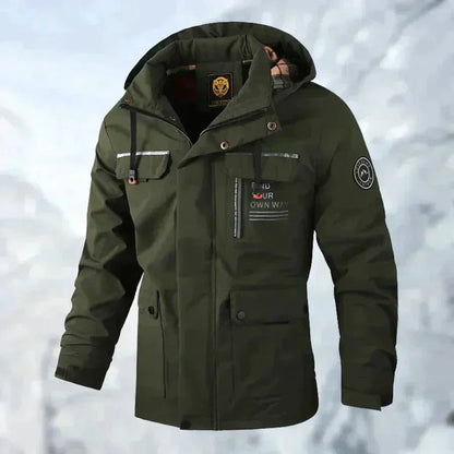 Schneefeste Jacke | Wasserdicht | Mit Kapuze | Einsatzjacke | Winterjacke für Herren-Grün-M-Chaps Herrenmode