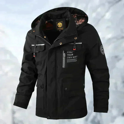 Schneefeste Jacke | Wasserdicht | Mit Kapuze | Einsatzjacke | Winterjacke für Herren-Schwarz-M-Chaps Herrenmode