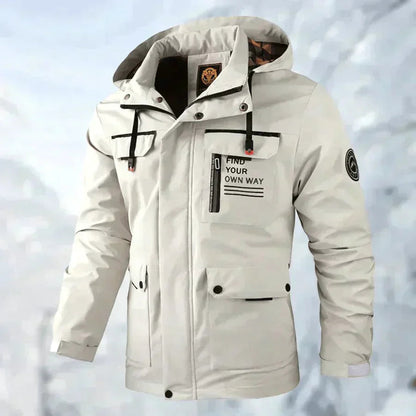 Schneefeste Jacke | Wasserdicht | Mit Kapuze | Einsatzjacke | Winterjacke für Herren-Weiß-M-Chaps Herrenmode
