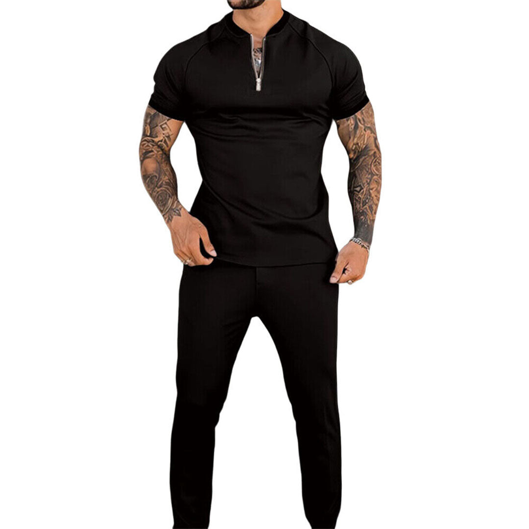 Set – Kurzarm – Viertelreißverschluss – Zweiteiliges Set – Herrenbekleidung-Chaps Herrenmode
