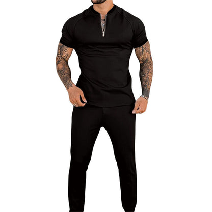 Set – Kurzarm – Viertelreißverschluss – Zweiteiliges Set – Herrenbekleidung-Chaps Herrenmode