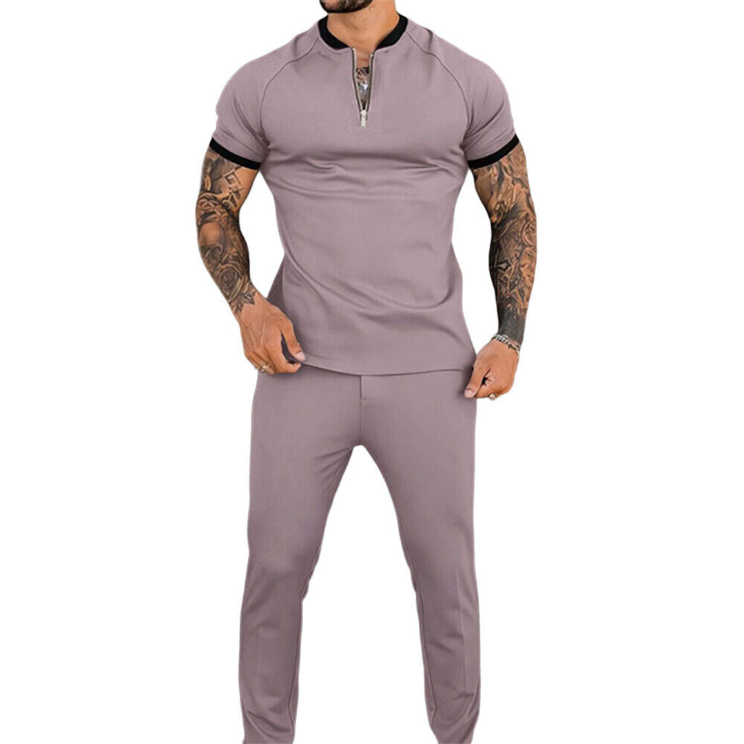 Set – Kurzarm – Viertelreißverschluss – Zweiteiliges Set – Herrenbekleidung-Chaps Herrenmode