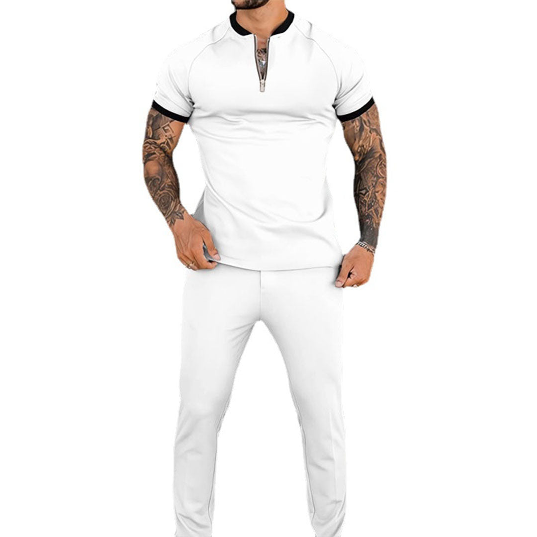 Set – Kurzarm – Viertelreißverschluss – Zweiteiliges Set – Herrenbekleidung-Chaps Herrenmode