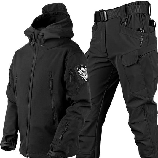 Set aus Jacke und Hose – taktische Outdoor-Jacke und Cargohose für Herren-Schwarz-S-Chaps Herrenmode