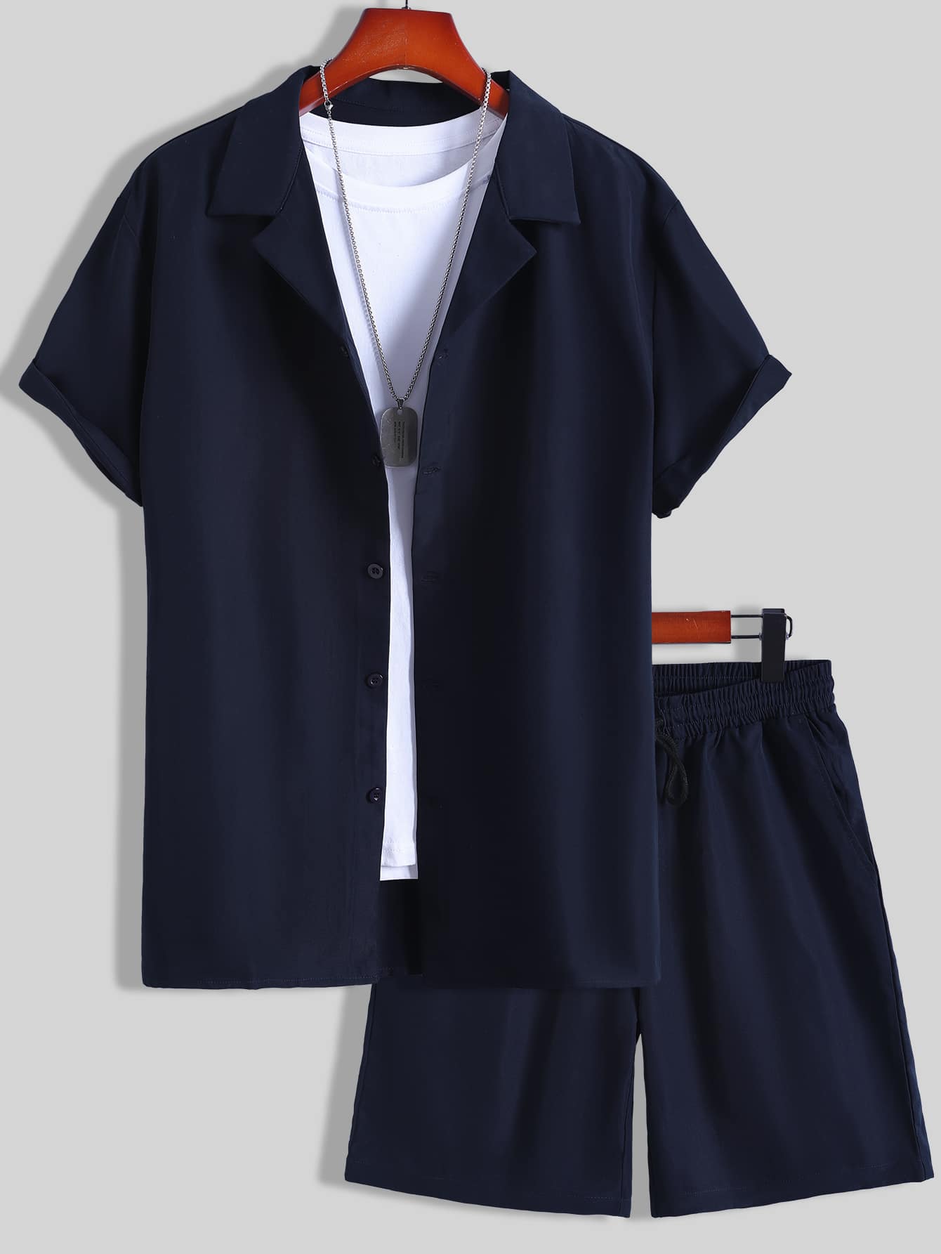 Shirt und Shorts Set | Kurzarm | Co-Ord | Zweiteiliges Set | Herren Sommer Sets-Chaps Herrenmode