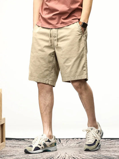 Shorts für Männer - Kordelzug - Lang - Freizeitshorts - Sommershorts-Khaki-28-Chaps Herrenmode
