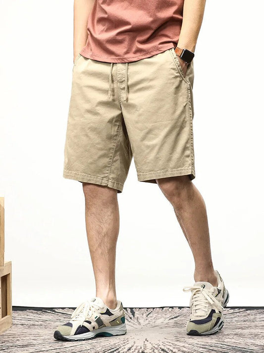 Shorts für Männer - Kordelzug - Lang - Freizeitshorts - Sommershorts-Khaki-28-Chaps Herrenmode