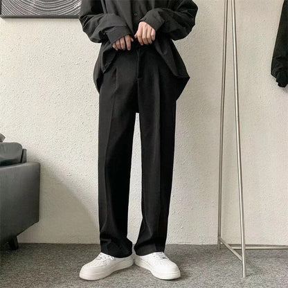 Slack Pants - Gerades Bein - Lockere Passform - Bundfaltenhosen - Herrenhosen-Chaps Herrenmode