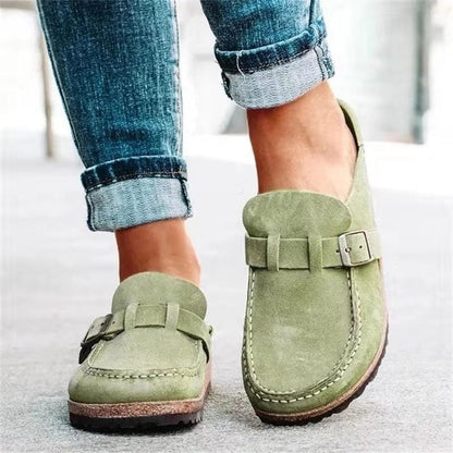Slipper Schuhe - Flach - Wildleder - Slipper Sandalen - Clogs für Frauen-Grün-37-Chaps Herrenmode
