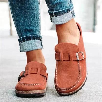 Slipper Schuhe - Flach - Wildleder - Slipper Sandalen - Clogs für Frauen-Orange-37-Chaps Herrenmode