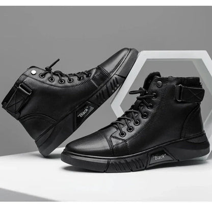 Sneaker-Stiefel – Schwarz – Reißverschluss – Hohe Sneakers – Herrenschuhe-Chaps Herrenmode