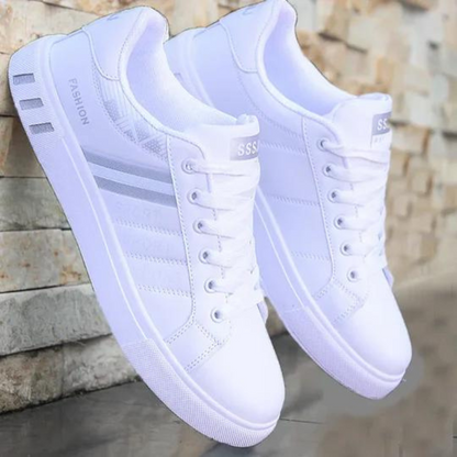 Sneakers | Schnürschuhe | Rutschfeste Schuhe | Wanderschuhe | Herrenschuhe-Weiß-Grau-39-Chaps Herrenmode