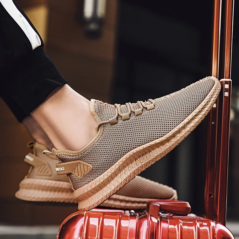 Sneakers zum Hineinschlüpfen – Mesh – orthopädisch – Herrenschuhe – Sportschuhe-Braun-39-Chaps Herrenmode
