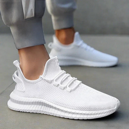 Sneakers zum Hineinschlüpfen – Mesh – orthopädisch – Herrenschuhe – Sportschuhe-Weiß-39-Chaps Herrenmode