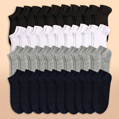 Söckchen – Unisex-Socken, bequem, mit niedrigem Schaft, 1 Paar-40 Paare (10 Schwarz + 10 Weiß + 10 Grau + 10 Marineblau)-Einheitsgröße-Chaps Herrenmode