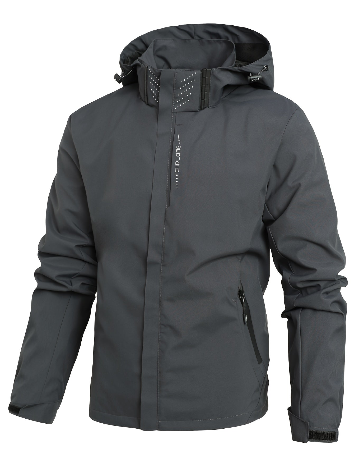 Softshelljacke | Mit Kapuze | Winddicht | Outdoorjacke | Herrenjacke-Grau-M-Chaps Herrenmode