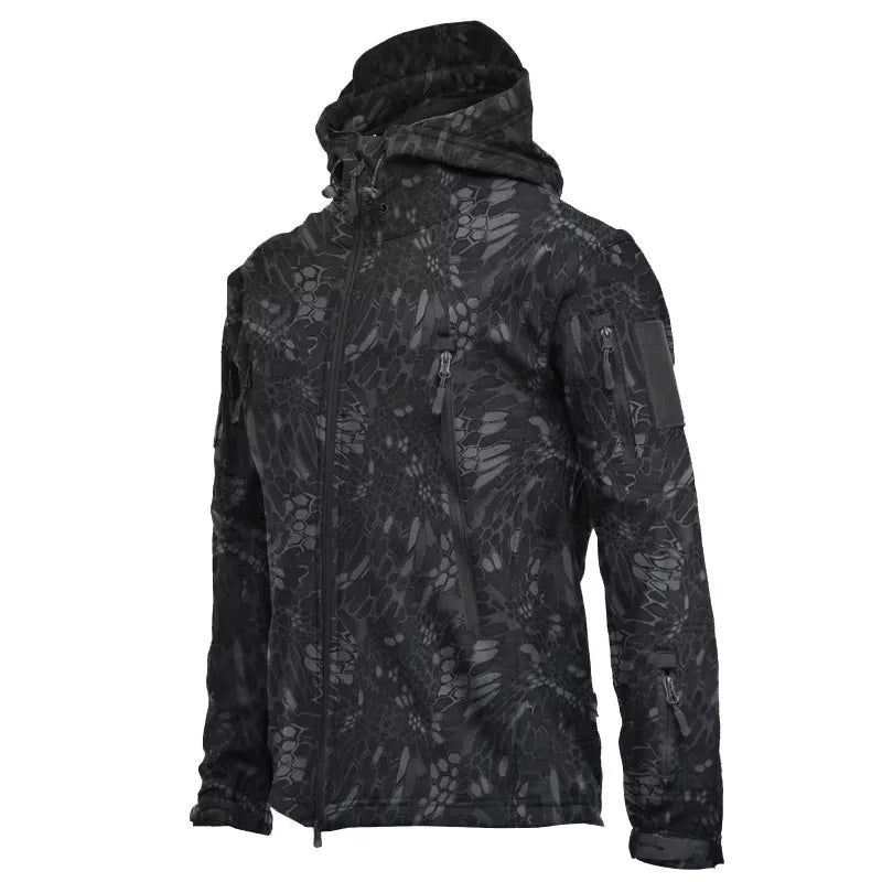 Softshelljacke | Outdoor | Windjacke | Outdoorjacke | Herrenjacke-Schwarz/Grau-Tarnmuster-S-Chaps Herrenmode