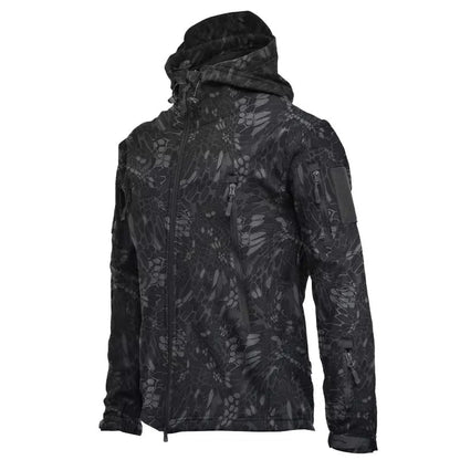 Softshelljacke | Outdoor | Windjacke | Outdoorjacke | Herrenjacke-Schwarz/Grau-Tarnmuster-S-Chaps Herrenmode